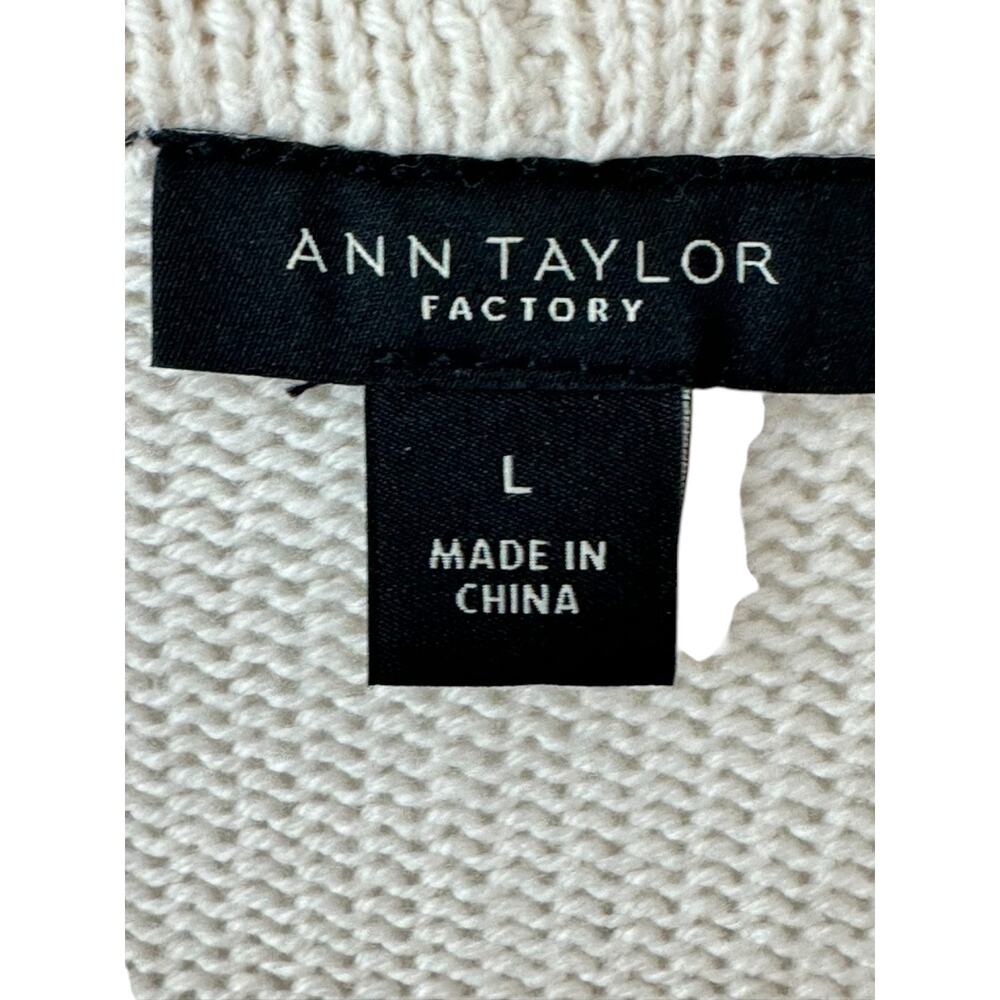 Ann Taylor Ivory w/ Silver Studs Long Sleeve Open Sweater Women's Size Large - Picture 7 of 7